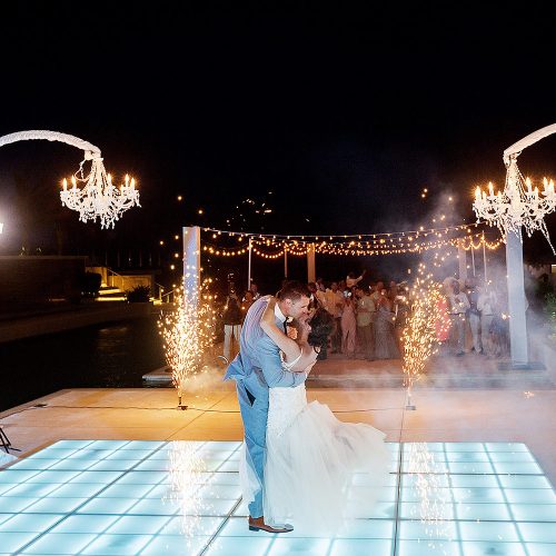 Bride and grooms first dance at Secrets on the vine Cancun