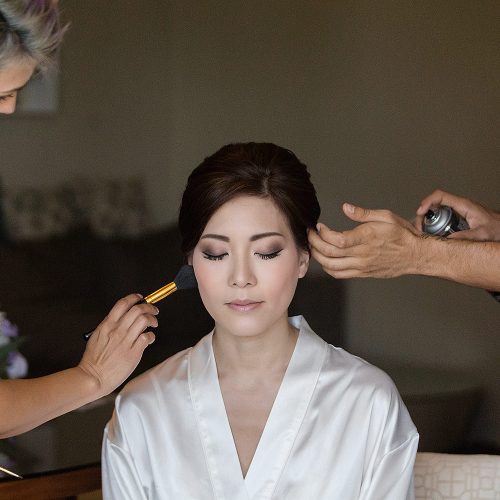 Bride getting ready at Moon Palace Cancun wedding