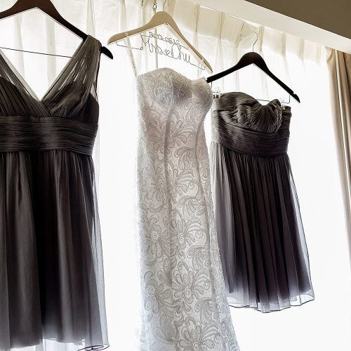 Wedding dresses hanging at Moon Palace Cancun