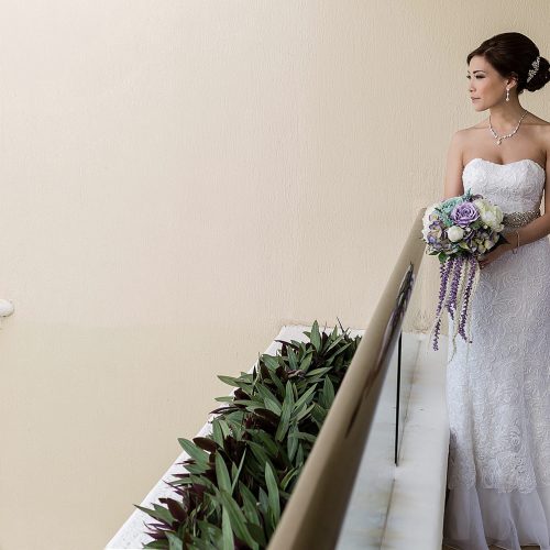 Portrait of bride at Moon Palace Cancun wedding