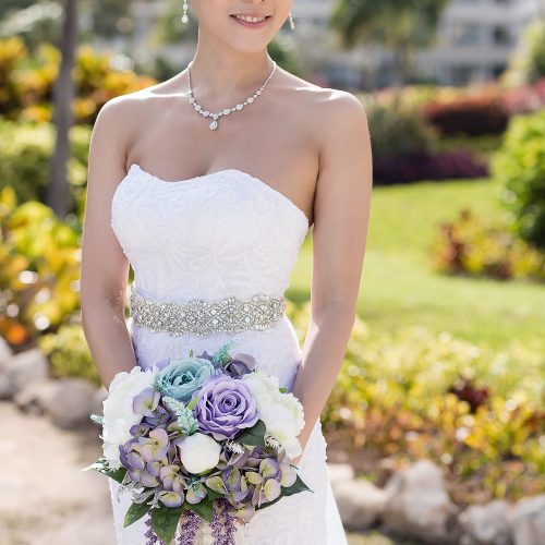 Portrait of bride before her Cancun wedding