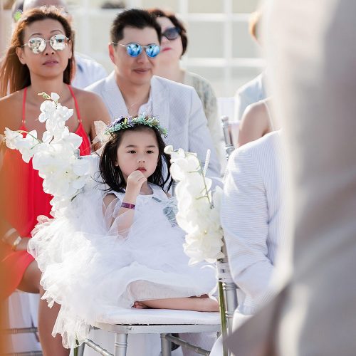 flower girl at wedding in Cancun