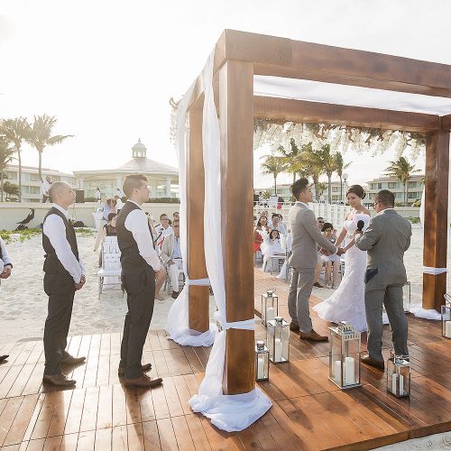 Wedding ceremony on beach at Moon Palace Cancun Resort