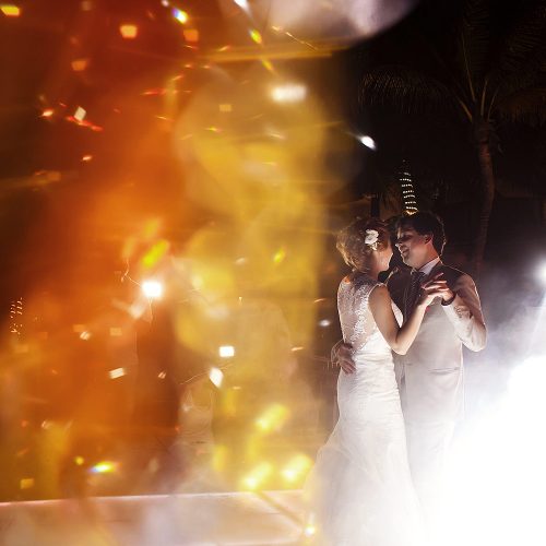 Bride and grooms first dance at wedding in Riviera Maya
