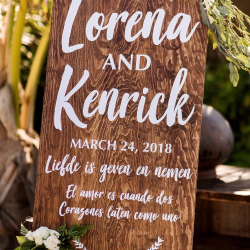 Lorena and Kenrick's wedding sign.