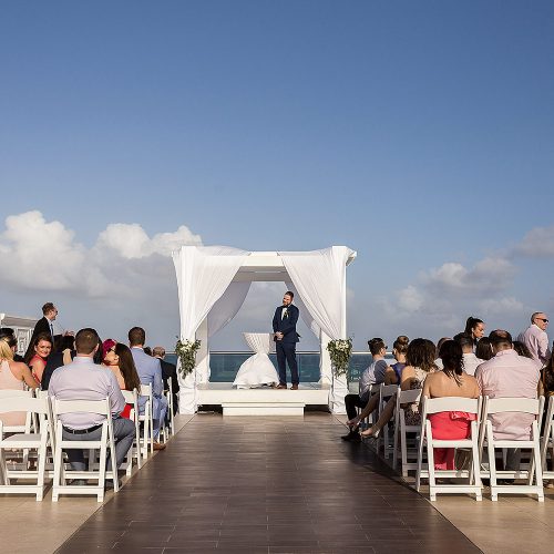 Wedding ceremony location on sky deck at Azul Fives Riviera Maya