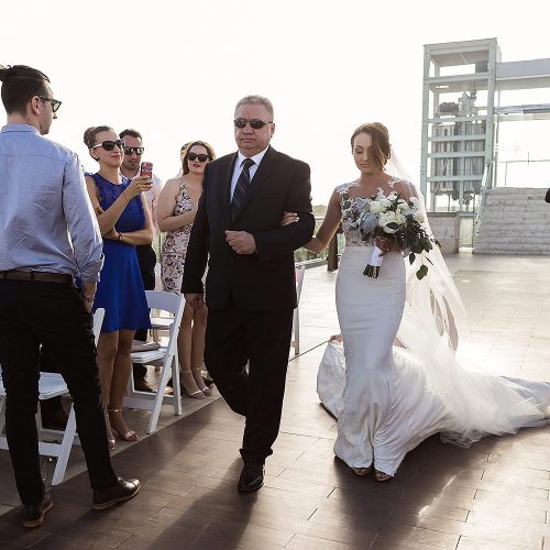 Bride walking down aisle at Azul Fives Riviera Maya