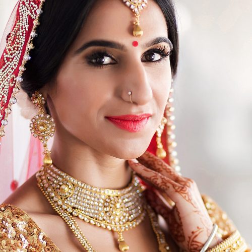 Portrait of Indian bride at wedding in Cancun