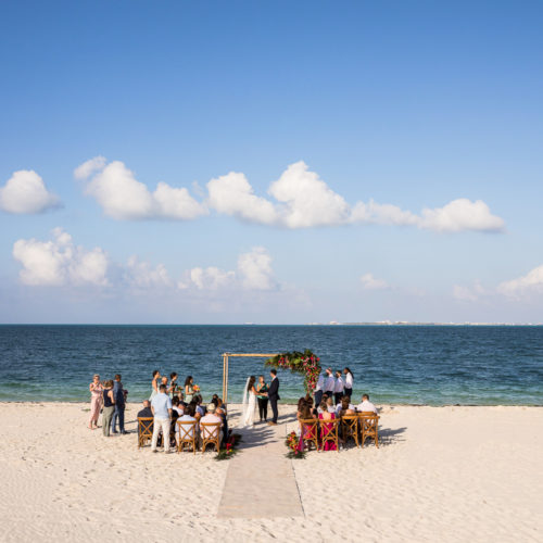 Beach wedding ceremony at Finest Playa Mujeres