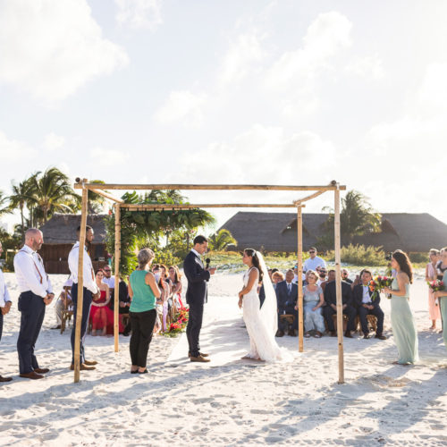 Beach wedding ceremony at Finest Playa Mujeres