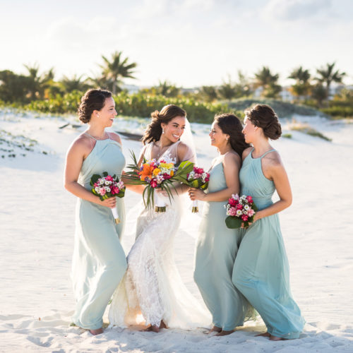 Bridesmaids on beach at Finest Playa Mujeres
