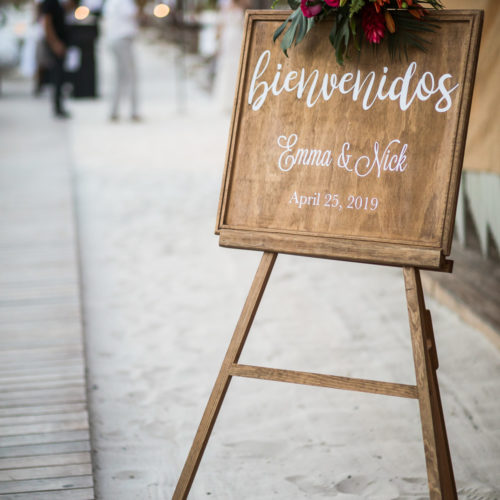 Entrance sign to wedding reception.
