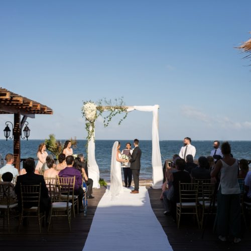 Wedding ceremony on tequila terrace at NOW Sapphire Riviera Maya Resort