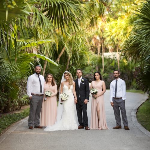 Bridal party in gardens at NOW Sapphire Riviera Maya Resort