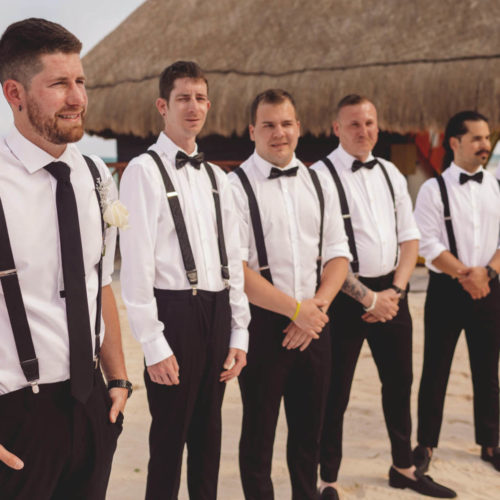 Groomsmen at wedding ceremony at iberostar paraiso beach resort