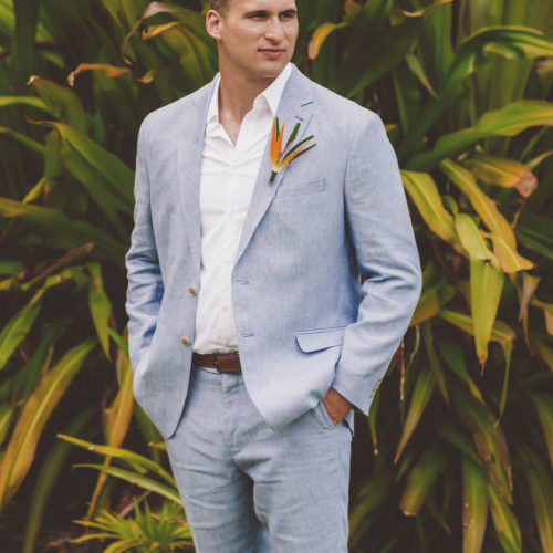 Portait of groom in blue suit
