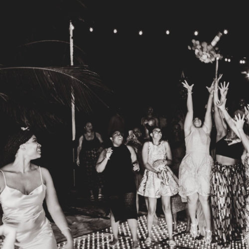 Girls catching the bouquet at Royalton Riviera Cancun Resort