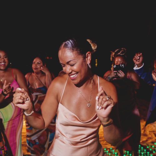 Guests dancing at wedding reception at Royalton Riviera Cancun