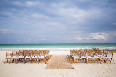 Chairs in Sand at wedding in Riviera Maya